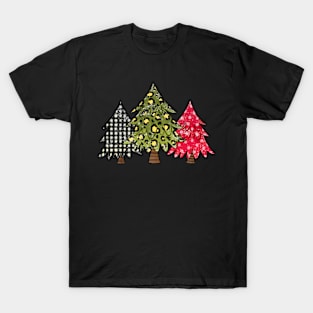 christmas tree pattern plaid T-Shirt